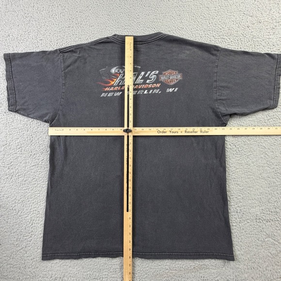 VTG 2003 Harley Davidson New Berlin Wisconsin Black Faded Shirt XXL Made In USA - Picture 8 of 11